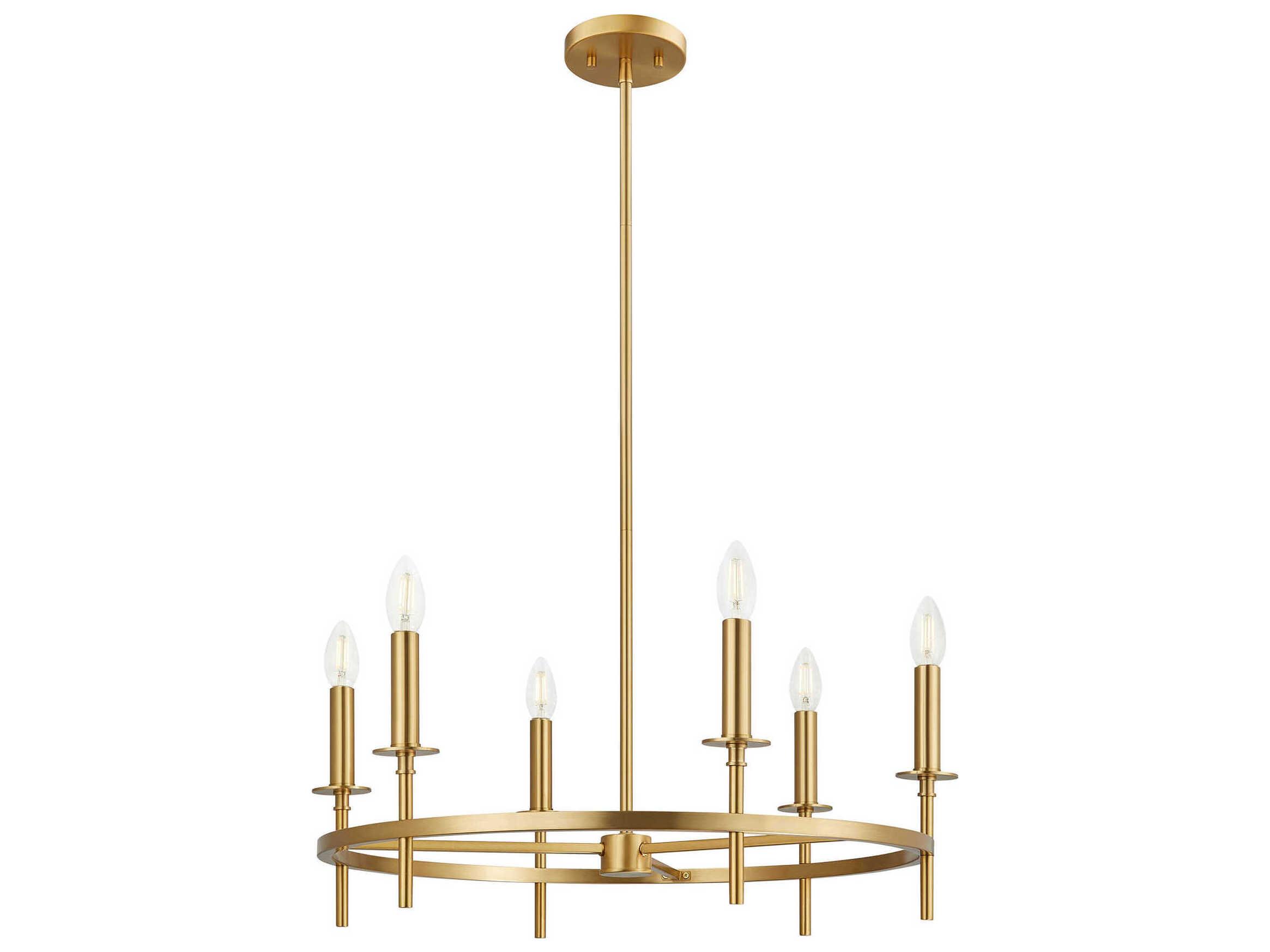 Savoy House Meridian 6-Light Natural Brass Candelabra Chandelier
