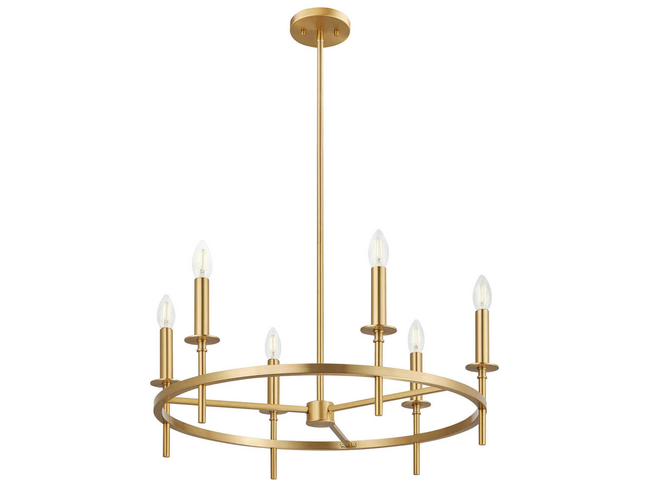 Savoy House Meridian 6-Light Natural Brass Candelabra Chandelier