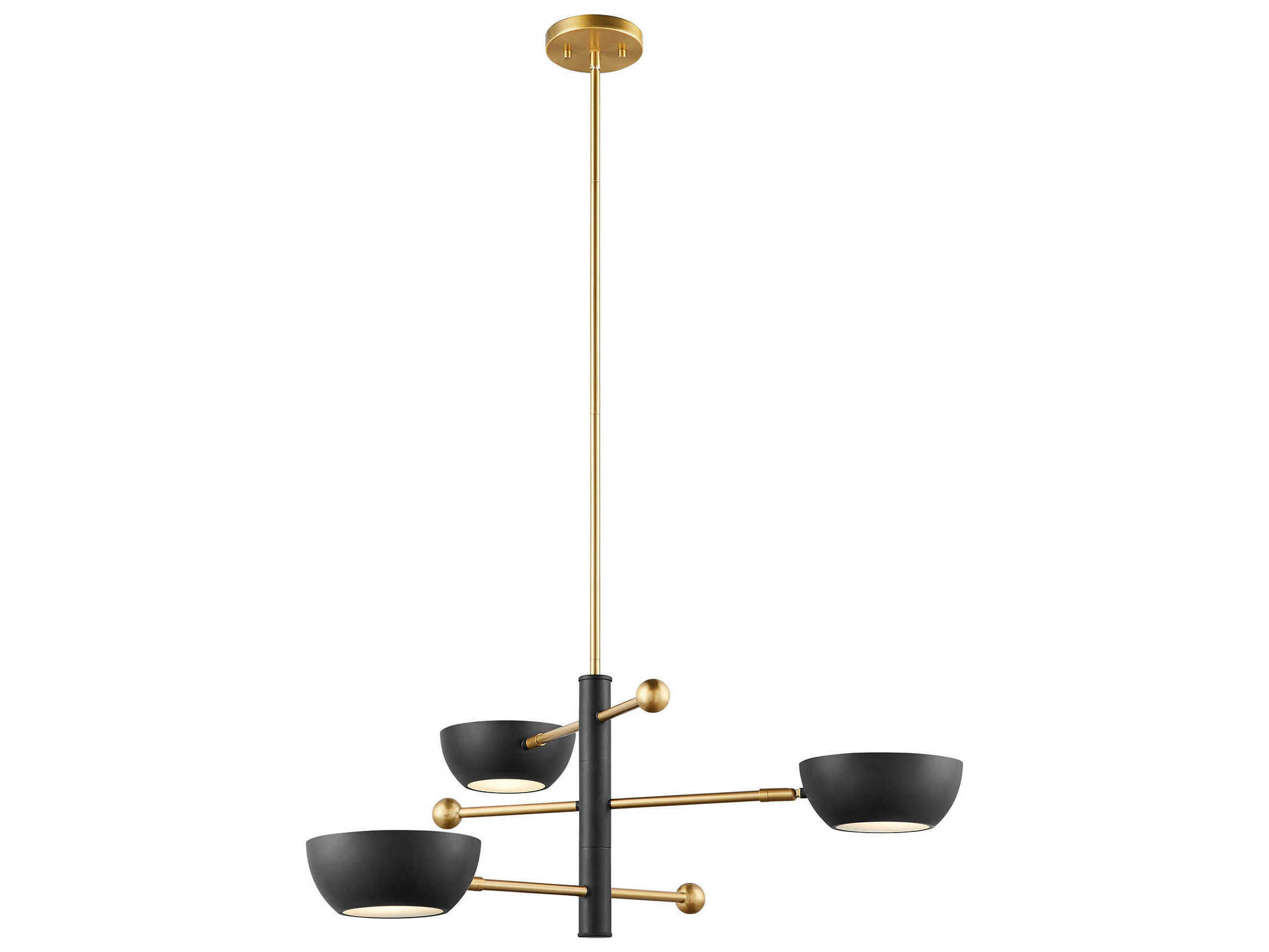 Savoy House Meridian 3-Light Matte Black Natural Brass Chandelier