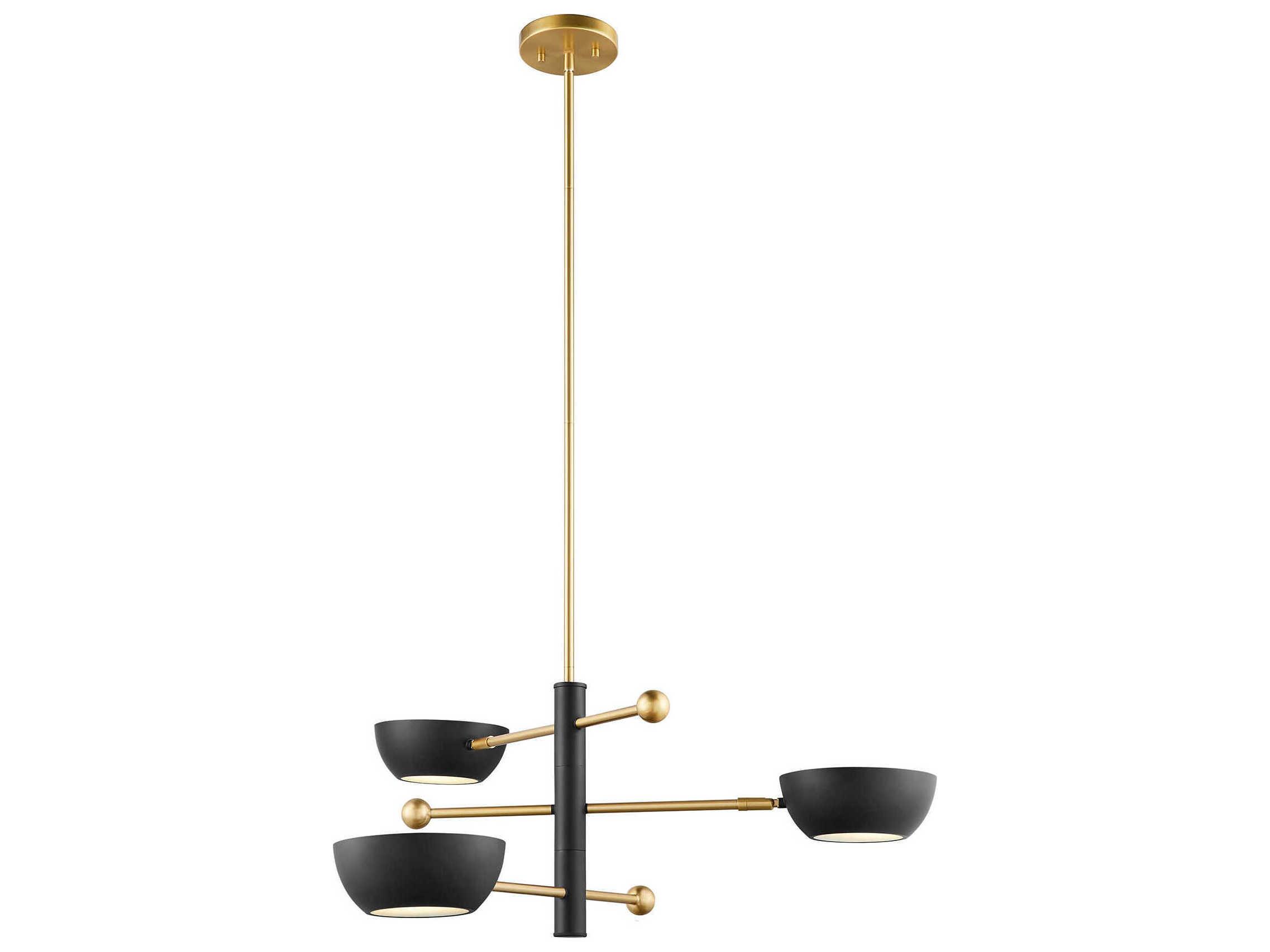 Savoy House Meridian 3-Light Matte Black Natural Brass Chandelier