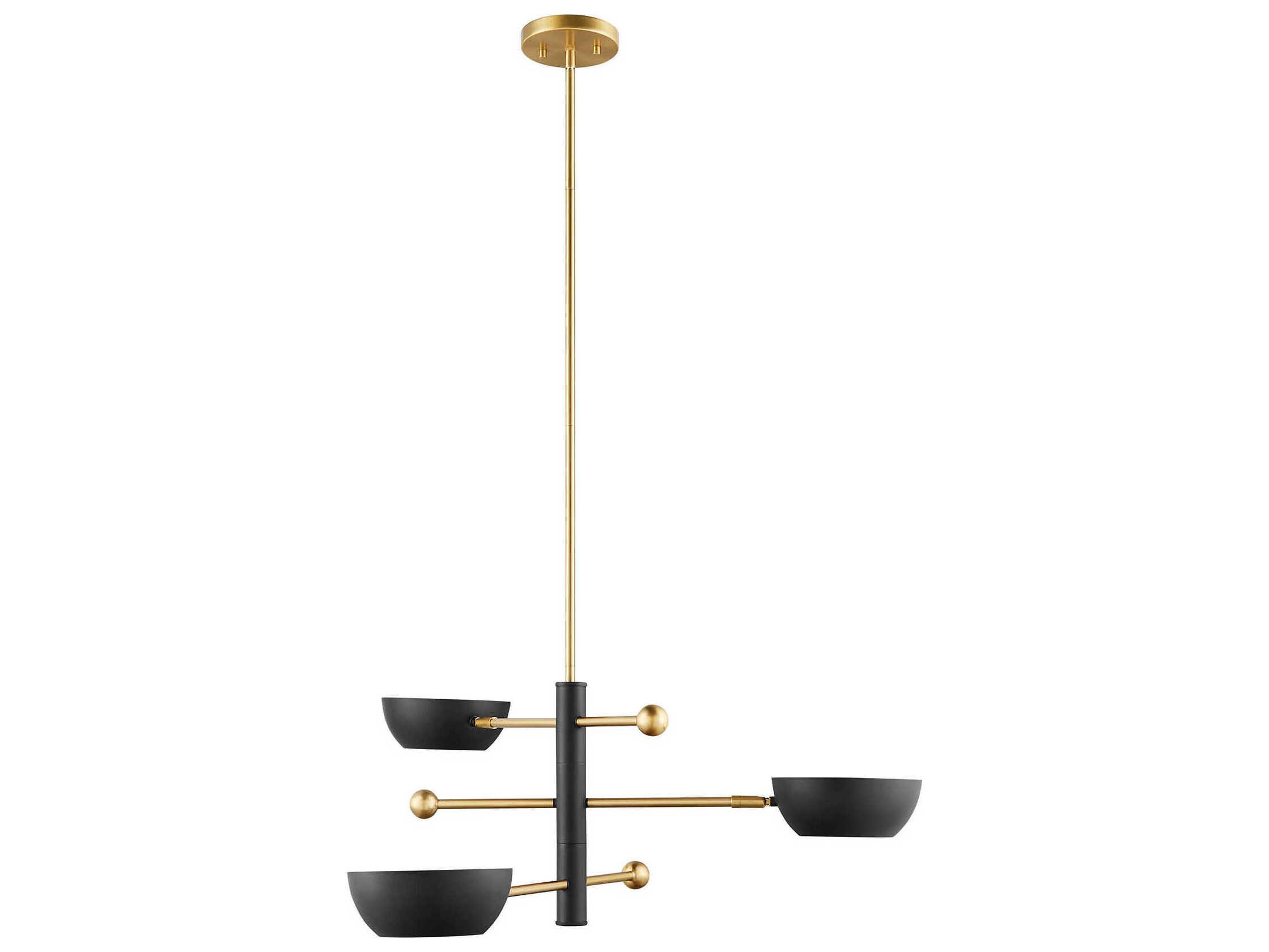Savoy House Meridian 3-Light Matte Black Natural Brass Chandelier