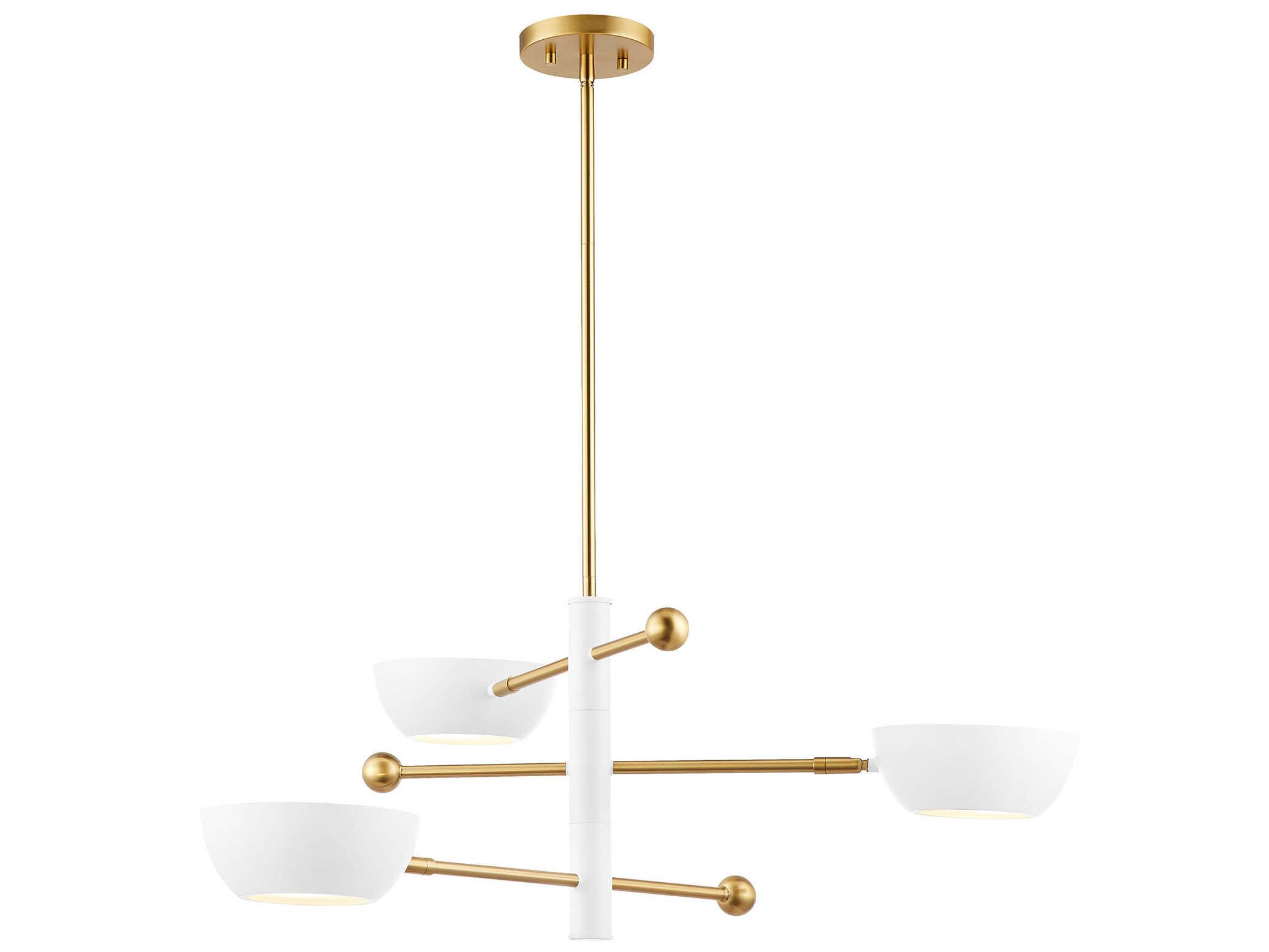 Savoy House Meridian 3-Light White And Natural Brass Chandelier