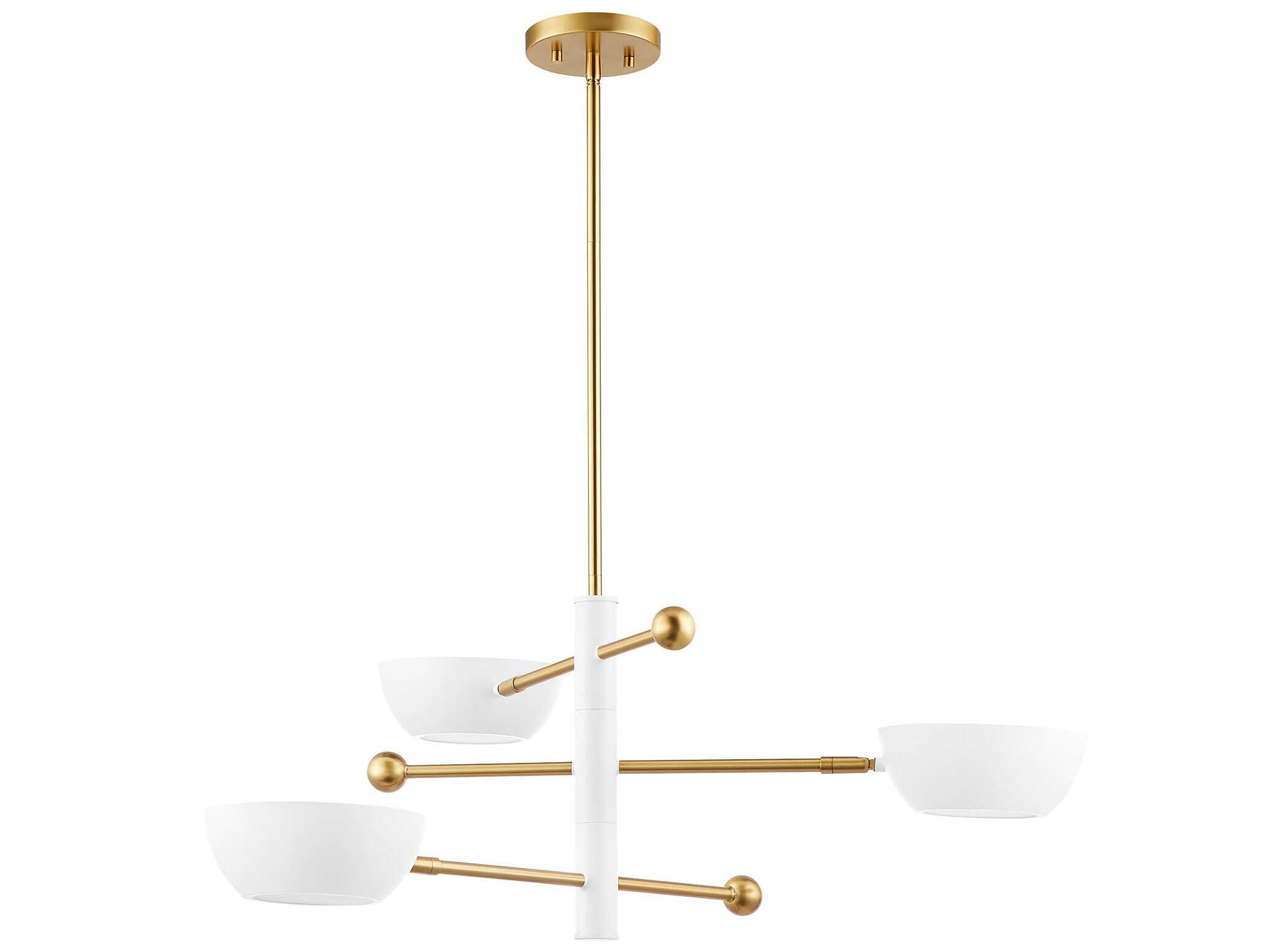 Savoy House Meridian 3-Light White And Natural Brass Chandelier