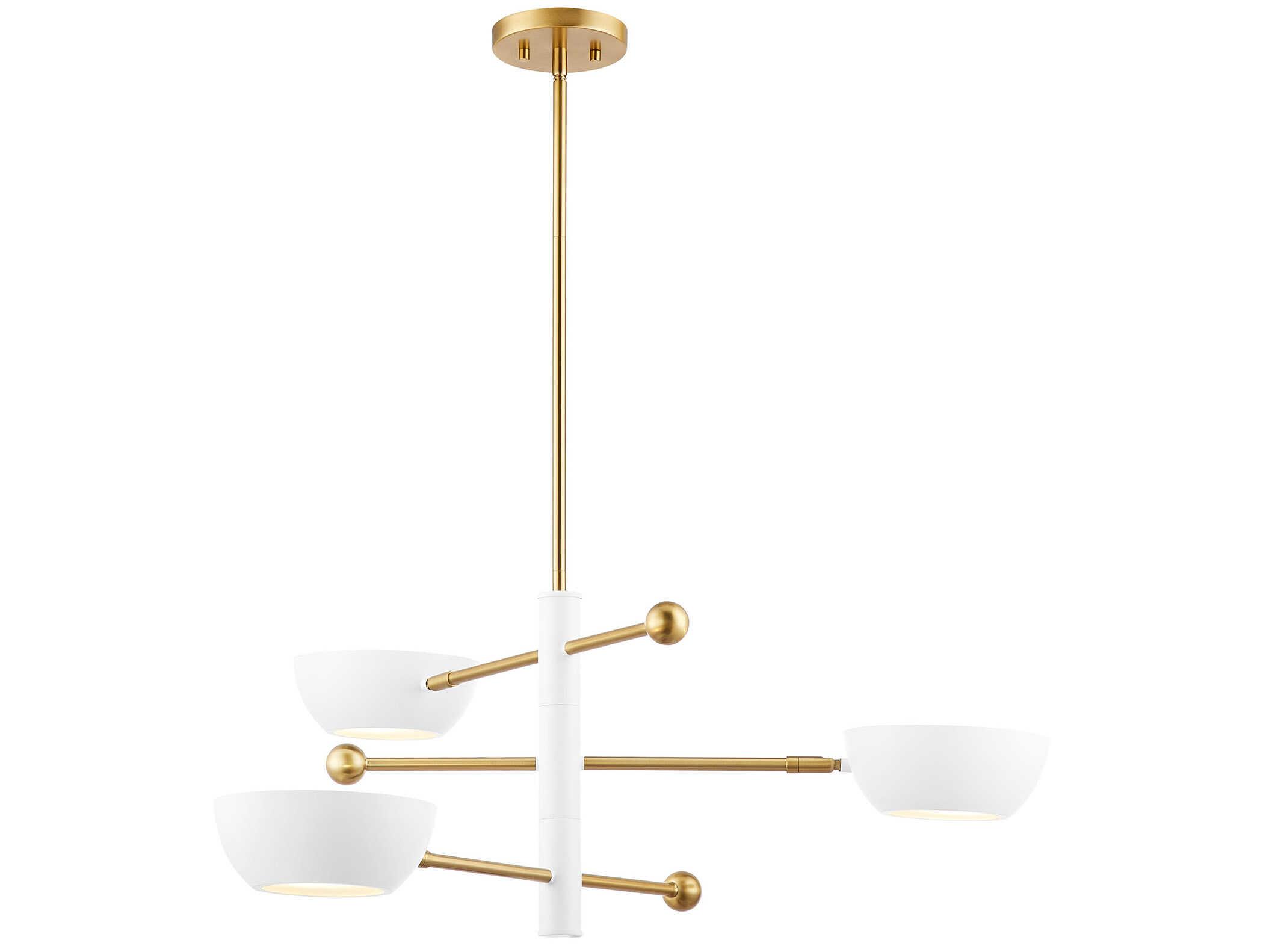 Savoy House Meridian 3-Light White And Natural Brass Chandelier