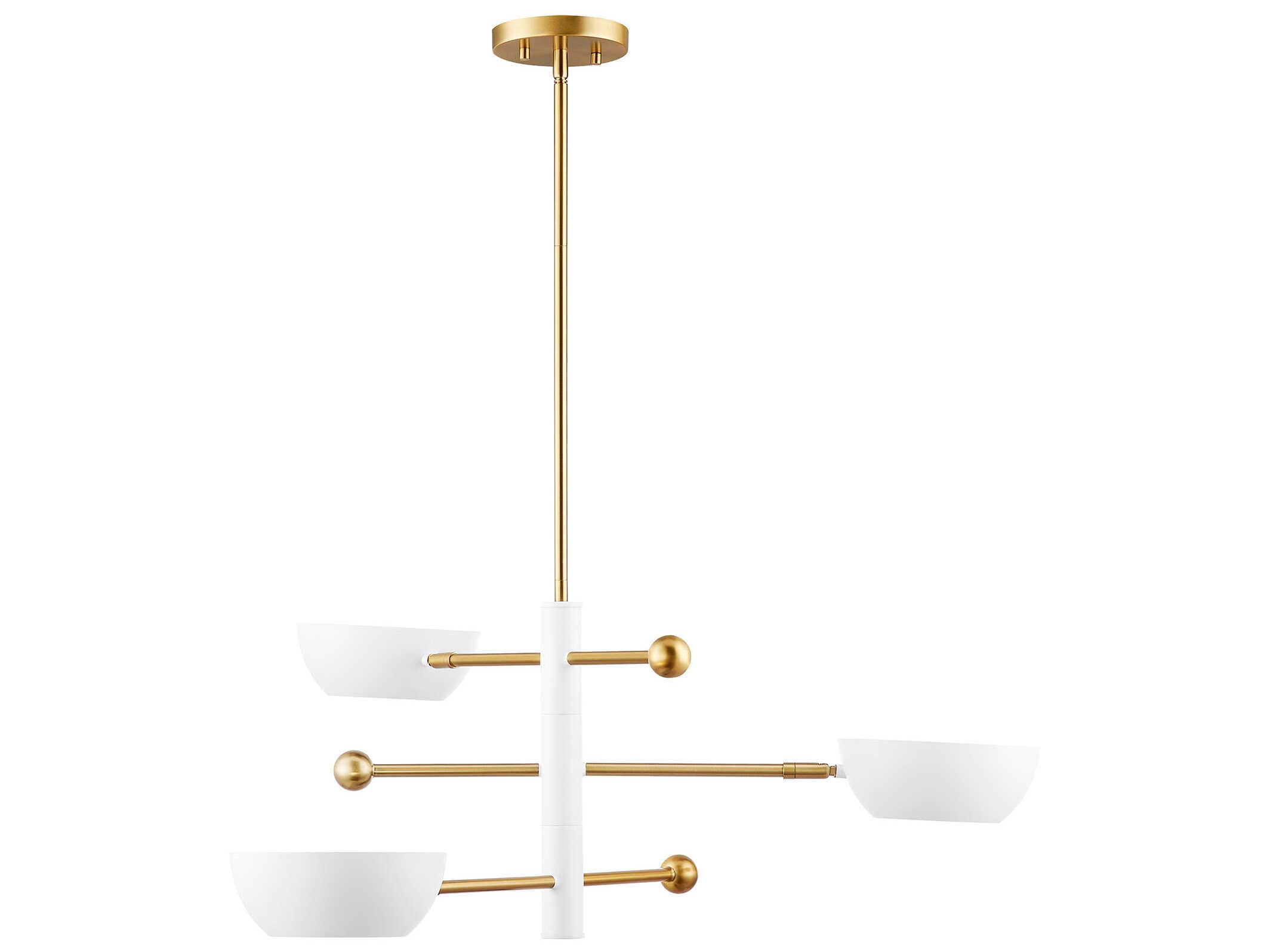 Savoy House Meridian 3-Light White And Natural Brass Chandelier