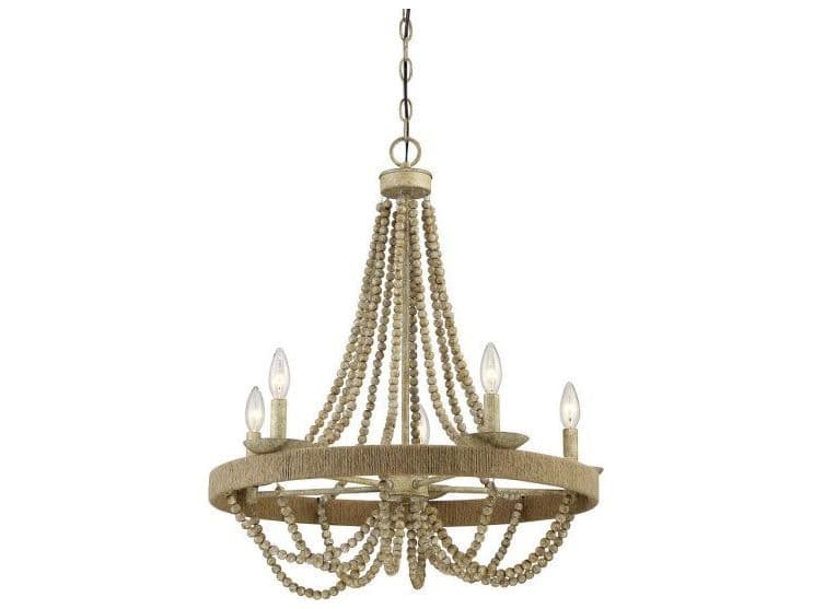 Savoy House Meridian 5-Light Natural Wood Rope Brown Chandelier