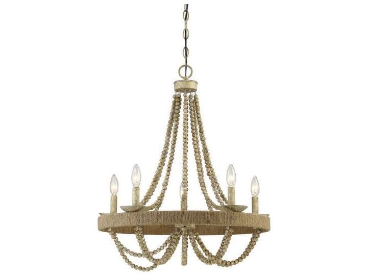 Savoy House Meridian 5-Light Natural Wood Rope Brown Chandelier