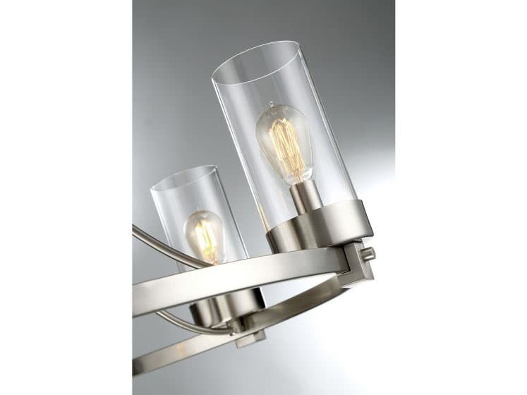 Savoy House Meridian 5-Light Brushed Nickel Glass Candelabra Cylinder Chandelier