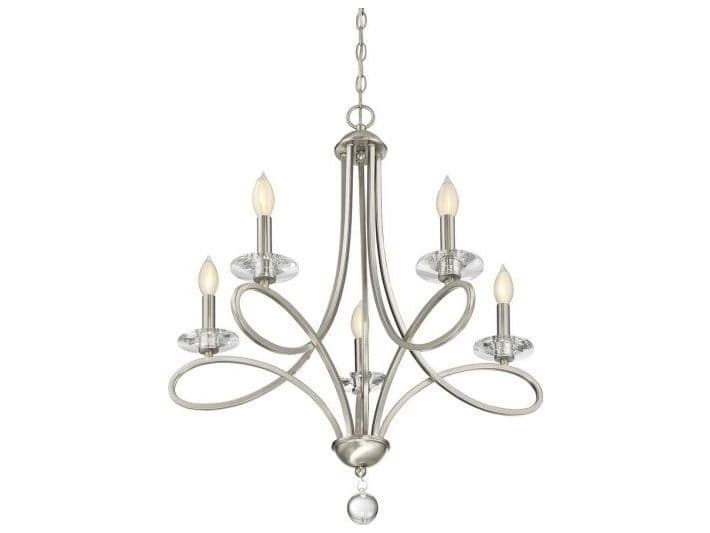 Savoy House Meridian 5-Light Brushed Nickel Crystal Candelabra Chandelier