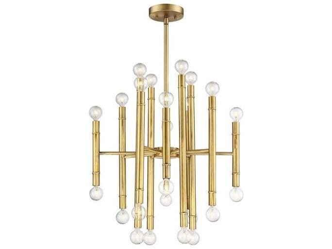 Savoy House Meridian 24-Light Natural Brass Candelabra Chandelier