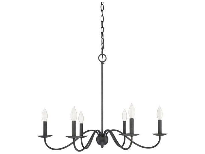 Savoy House Meridian 6-Light Aged Iron Black Candelabra Chandelier