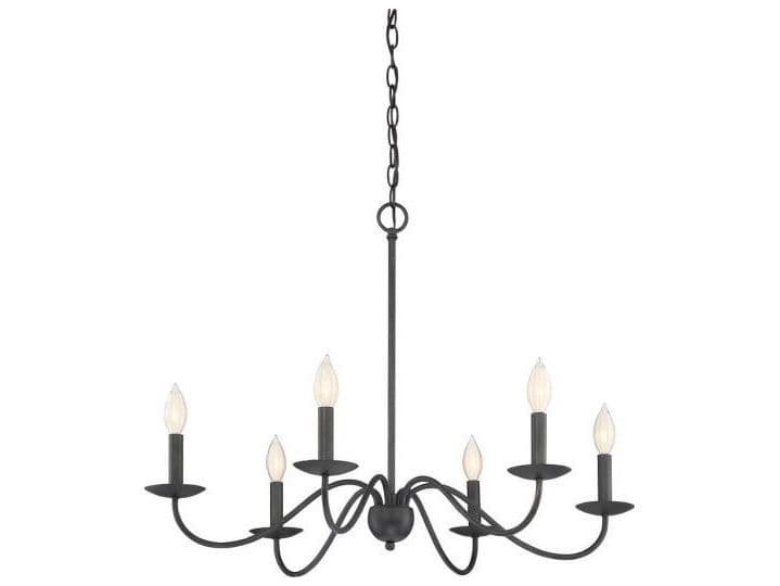 Savoy House Meridian 6-Light Aged Iron Black Candelabra Chandelier