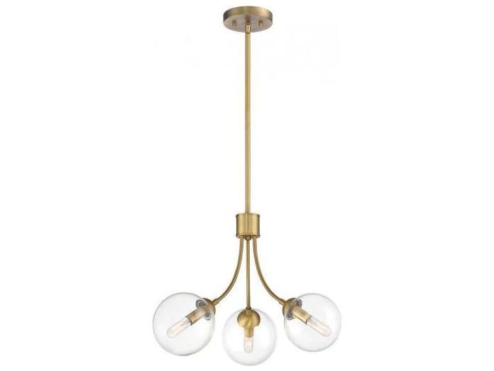 Savoy House Meridian 3-Light Natural Brass Glass Globe Chandelier