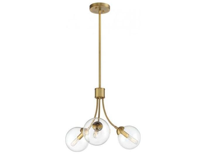 Savoy House Meridian 3-Light Natural Brass Glass Globe Chandelier