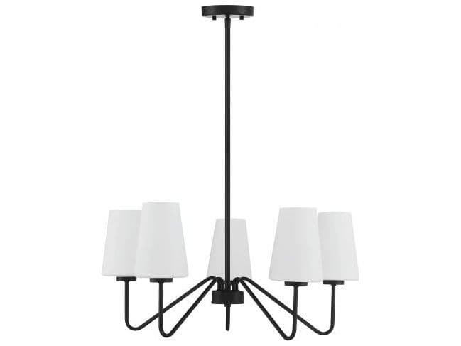 Savoy House Meridian 5-Light Matte Black Glass Empire Chandelier