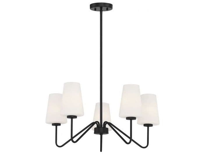 Savoy House Meridian 5-Light Matte Black Glass Empire Chandelier