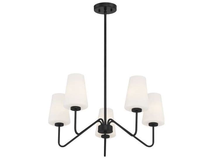 Savoy House Meridian 5-Light Matte Black Glass Empire Chandelier