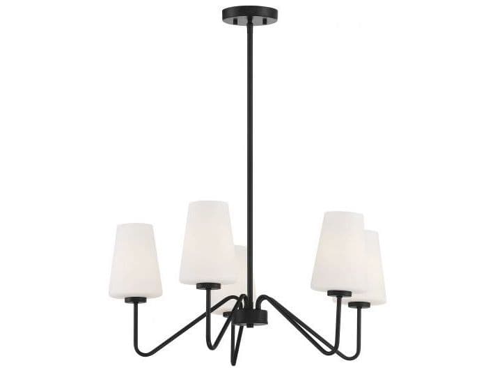 Savoy House Meridian 5-Light Matte Black Glass Empire Chandelier
