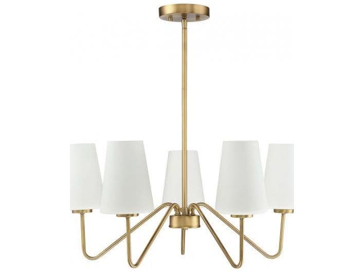 Savoy House Meridian 5-Light Natural Brass Glass Empire Chandelier