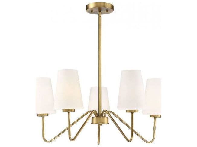 Savoy House Meridian 5-Light Natural Brass Glass Empire Chandelier