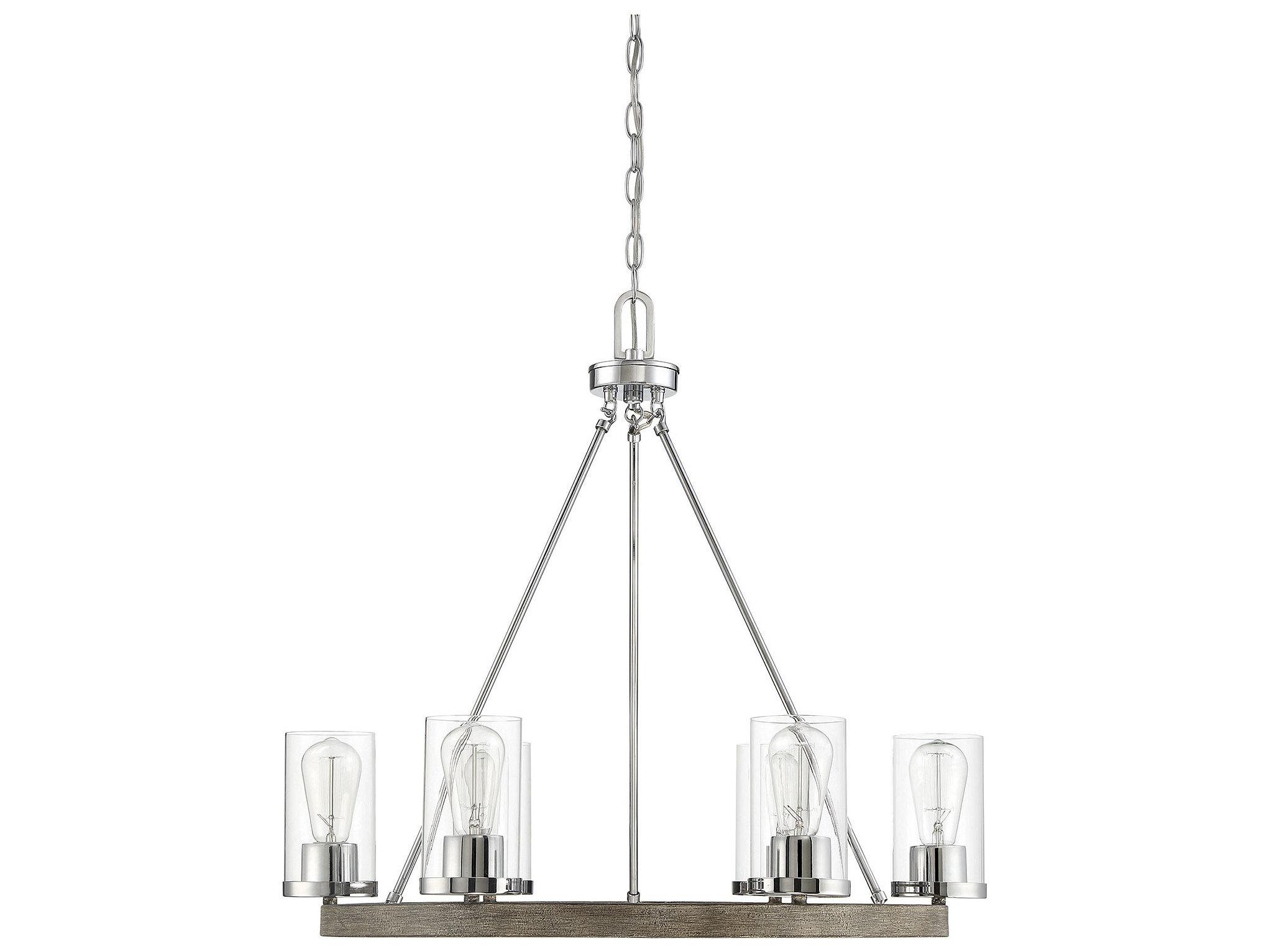 Savoy House Meridian 6-Light Greywood Chrome Cylinder Chandelier