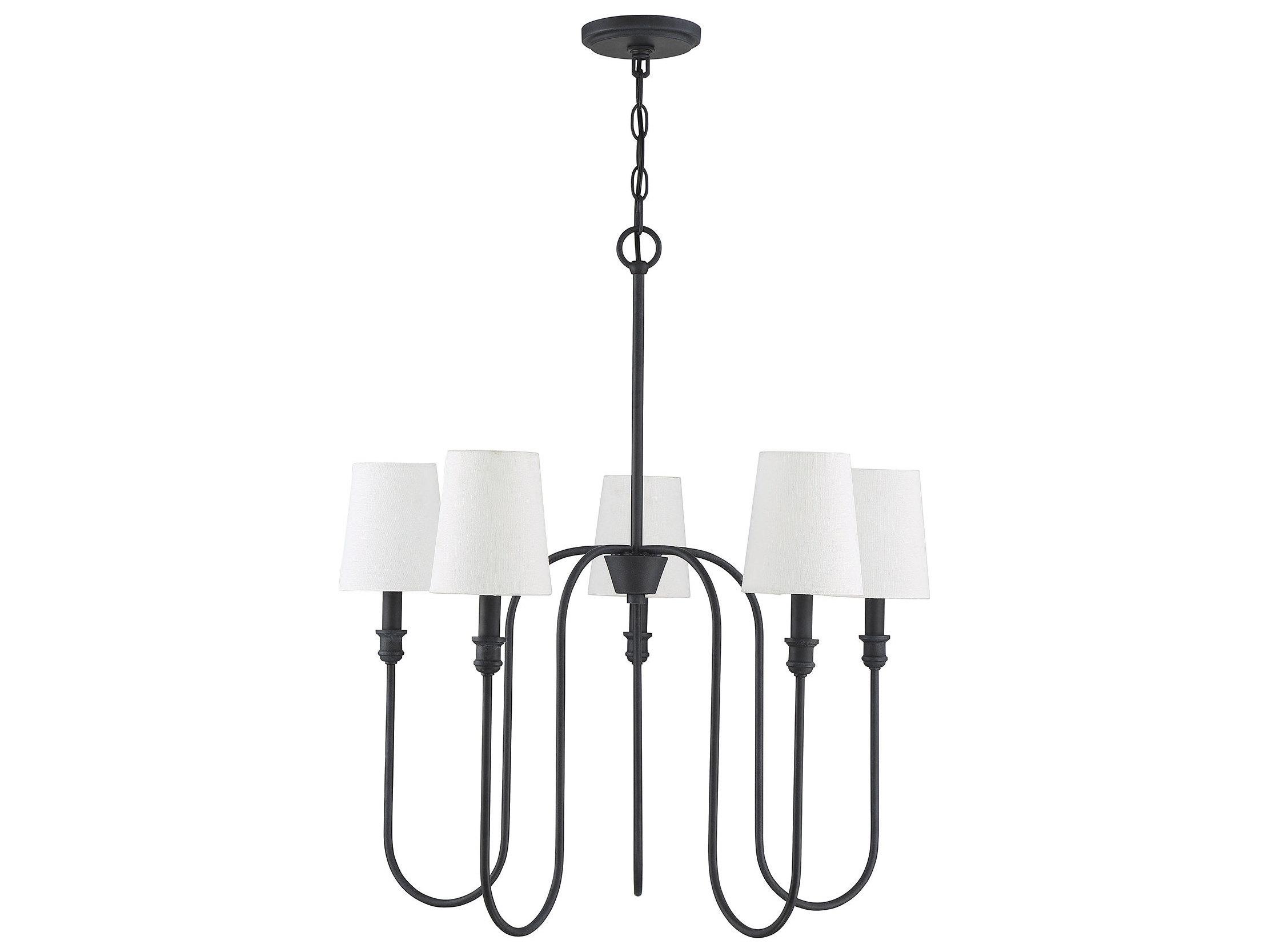 Savoy House Meridian 5-Light Aged Iron Black Cylinder Chandelier