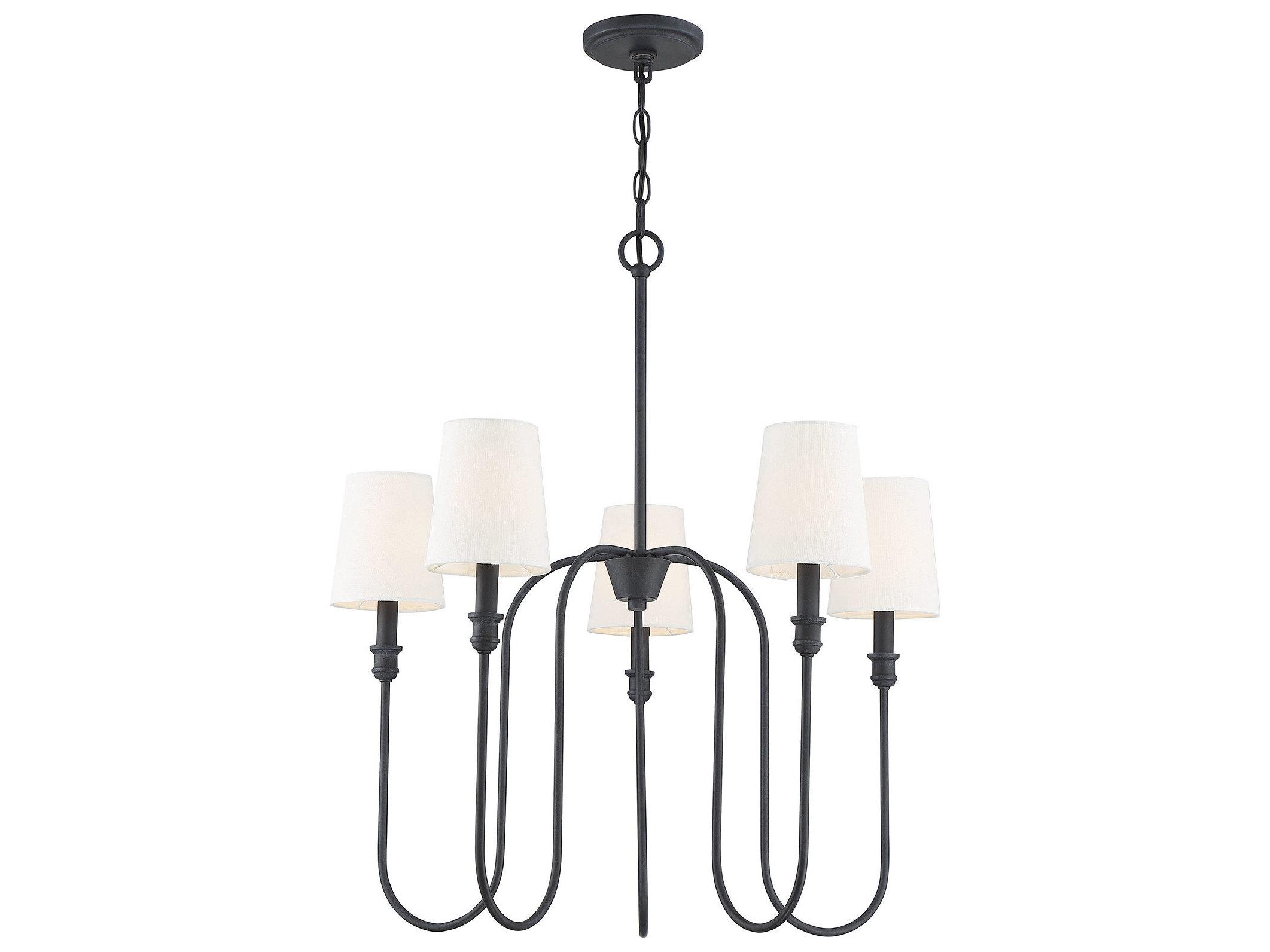 Savoy House Meridian 5-Light Aged Iron Black Cylinder Chandelier