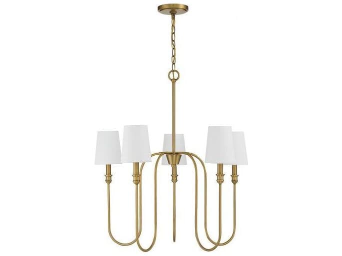 Savoy House Meridian 5-Light Natural Brass Cylinder Chandelier