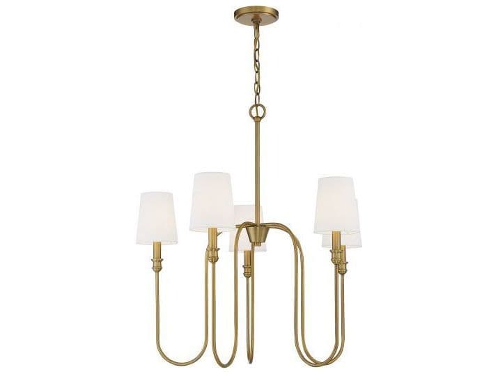 Savoy House Meridian 5-Light Natural Brass Cylinder Chandelier