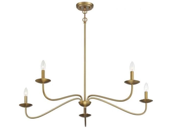 Savoy House Meridian 5-Light Natural Brass Candelabra Chandelier