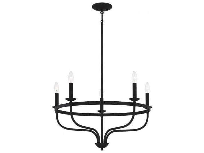 Savoy House Meridian 5-Light Matte Black Candelabra Chandelier
