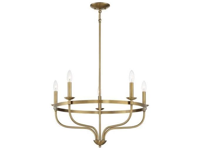 Savoy House Meridian 5-Light Natural Brass Candelabra Chandelier