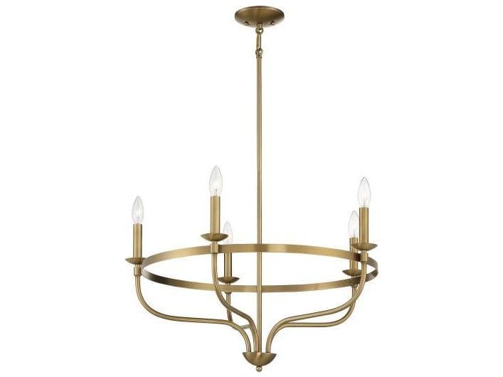 Savoy House Meridian 5-Light Natural Brass Candelabra Chandelier