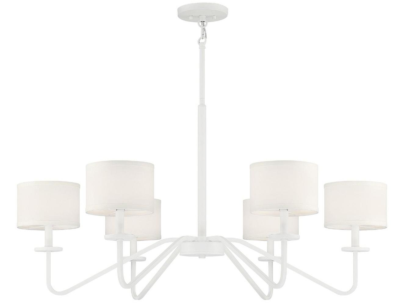 Savoy House Meridian 6-Light Bisque White Candelabra Drum Chandelier