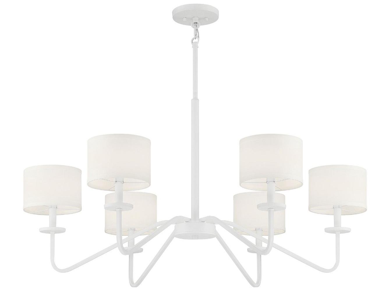 Savoy House Meridian 6-Light Bisque White Candelabra Drum Chandelier