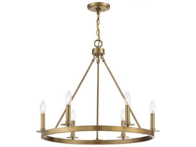 Savoy House Meridian 6-Light Natural Brass Candelabra Chandelier