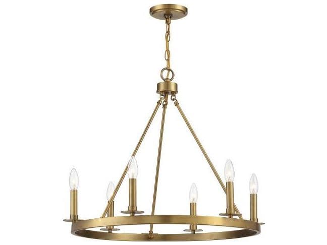 Savoy House Meridian 6-Light Natural Brass Candelabra Chandelier