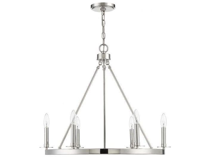 Savoy House Meridian 6-Light Polished Nickel Candelabra Chandelier