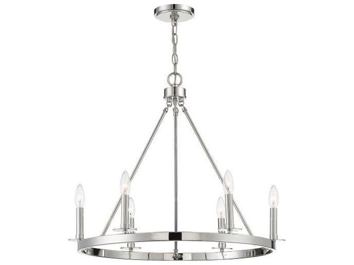 Savoy House Meridian 6-Light Polished Nickel Candelabra Chandelier