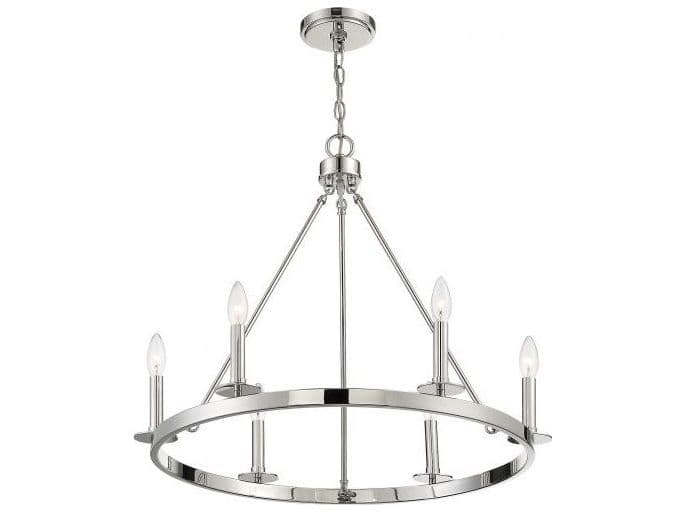 Savoy House Meridian 6-Light Polished Nickel Candelabra Chandelier