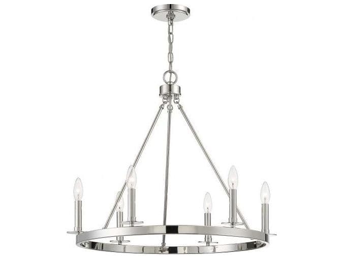 Savoy House Meridian 6-Light Polished Nickel Candelabra Chandelier
