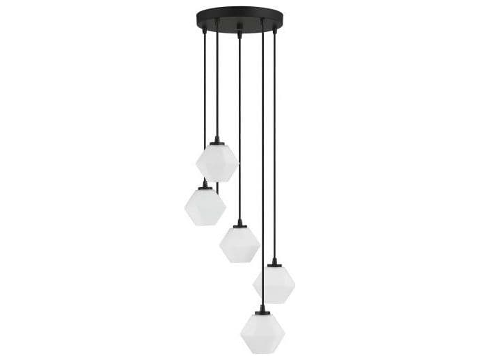 Savoy House Meridian 5-Light Matte Black Glass Globe Pendant