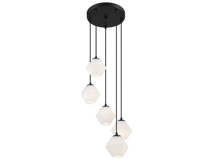 Savoy House Meridian 5-Light Matte Black Glass Globe Pendant