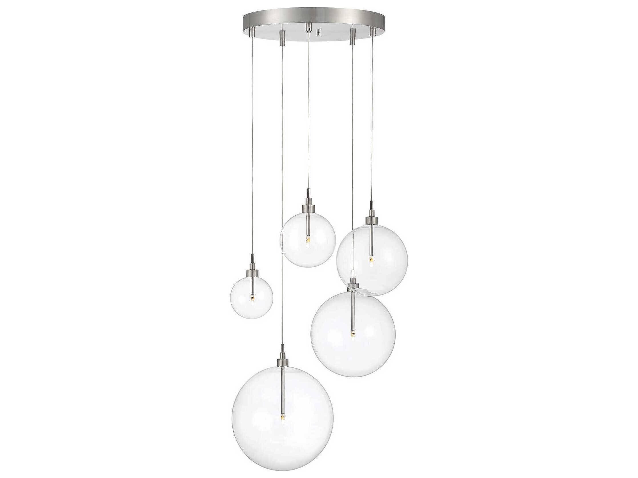 Savoy House Meridian 5-Light Brushed Nickel Glass LED Globe Pendant