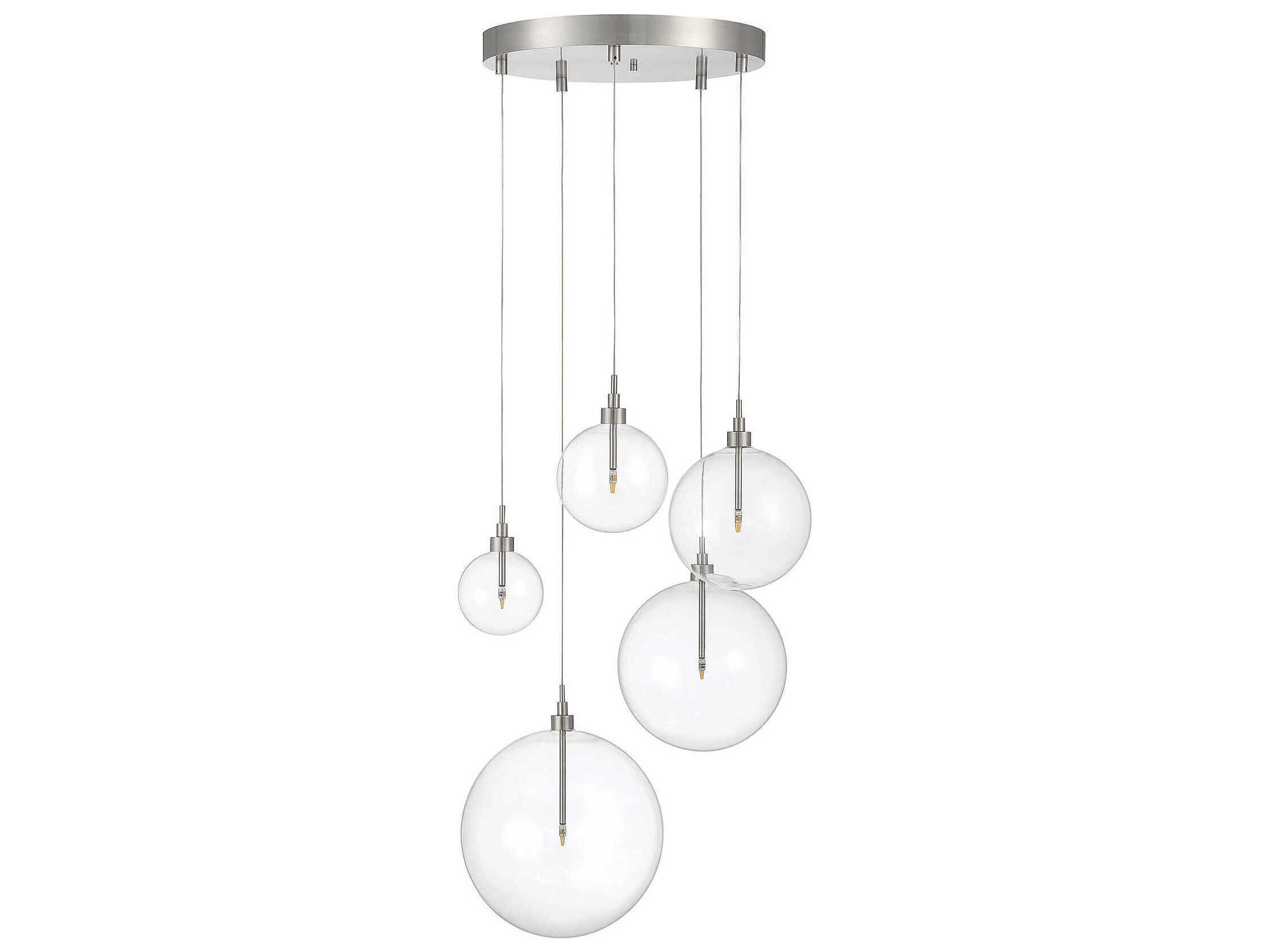 Savoy House Meridian 5-Light Brushed Nickel Glass LED Globe Pendant
