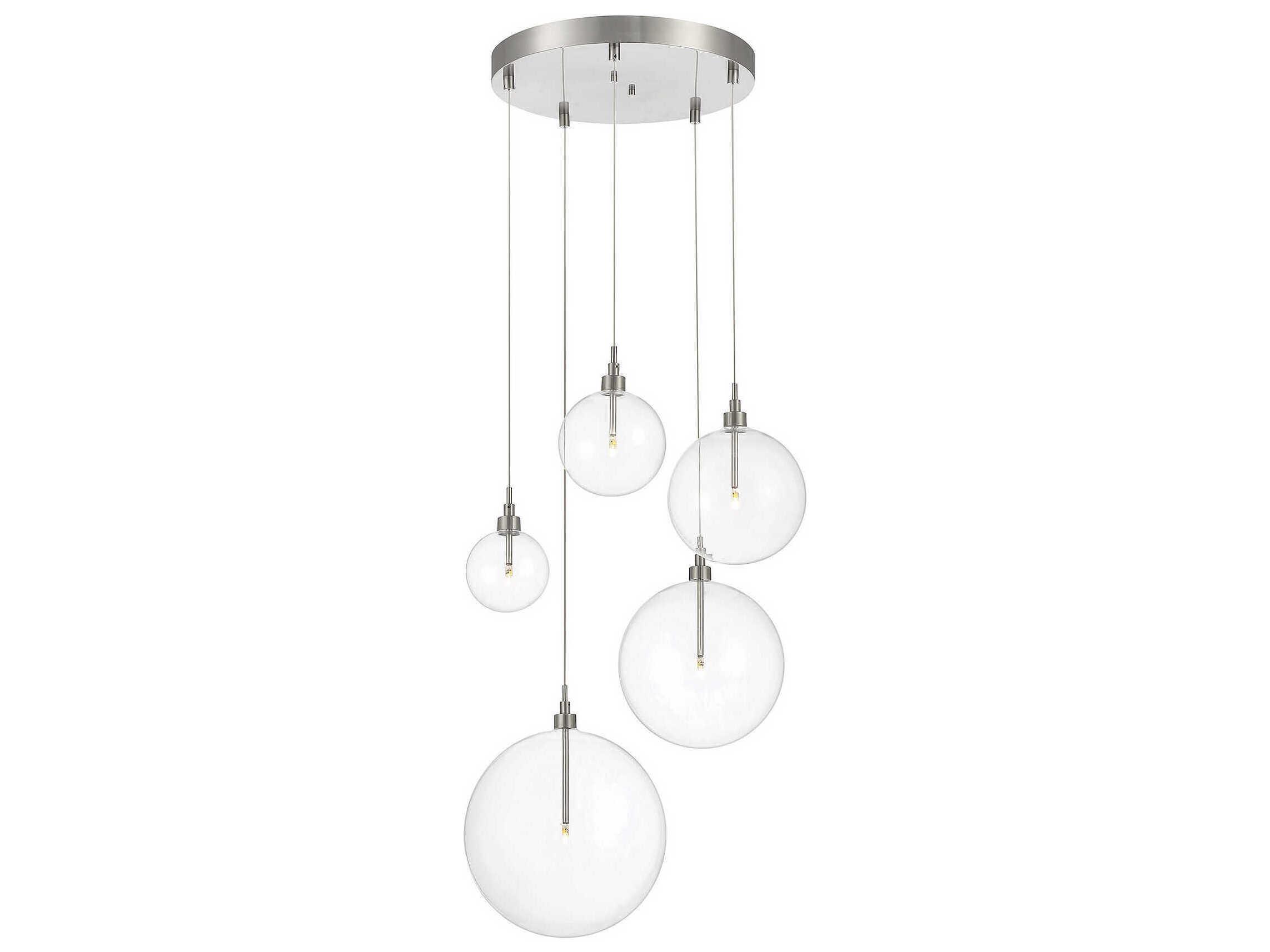 Savoy House Meridian 5-Light Brushed Nickel Glass LED Globe Pendant
