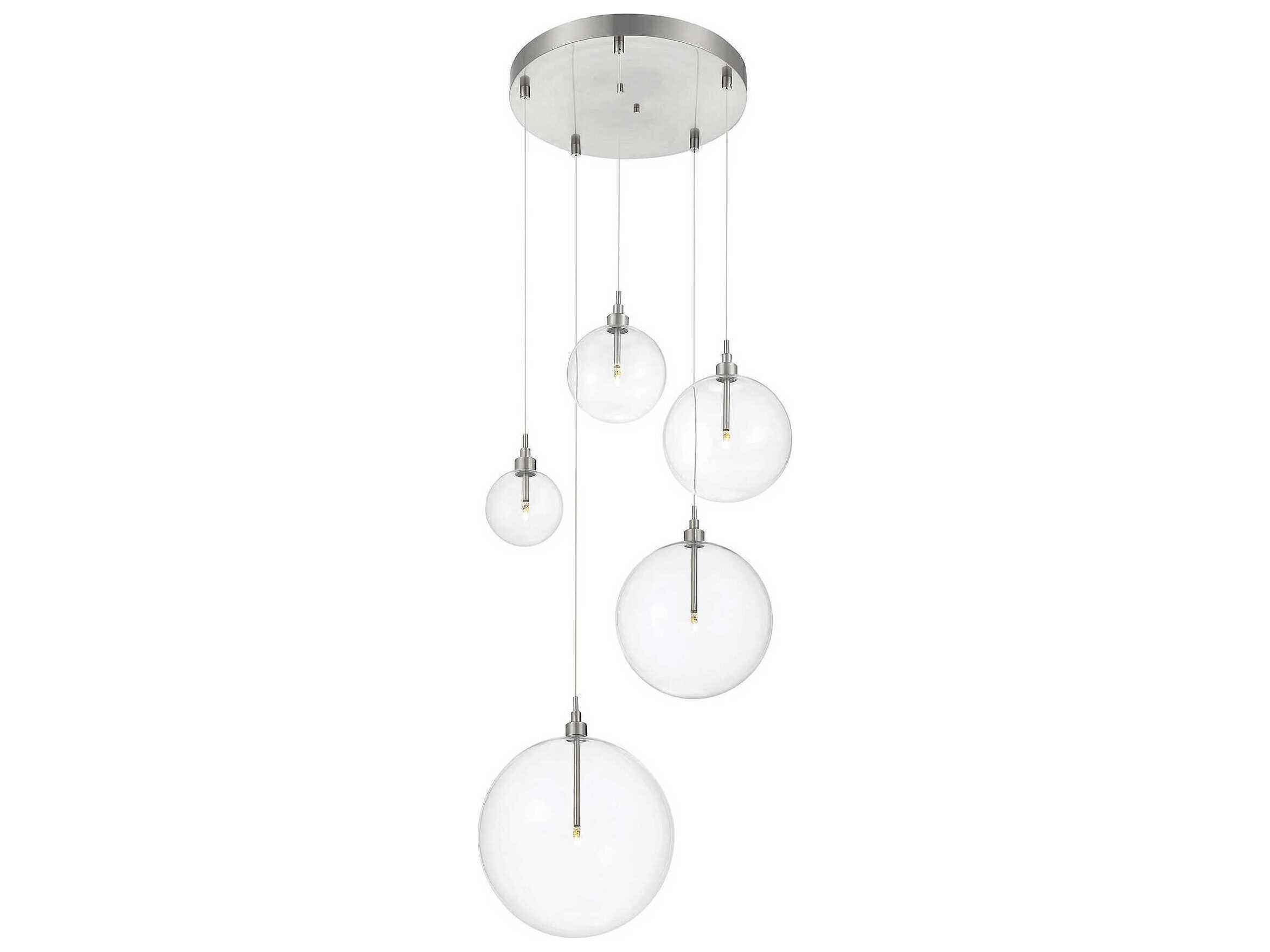 Savoy House Meridian 5-Light Brushed Nickel Glass LED Globe Pendant