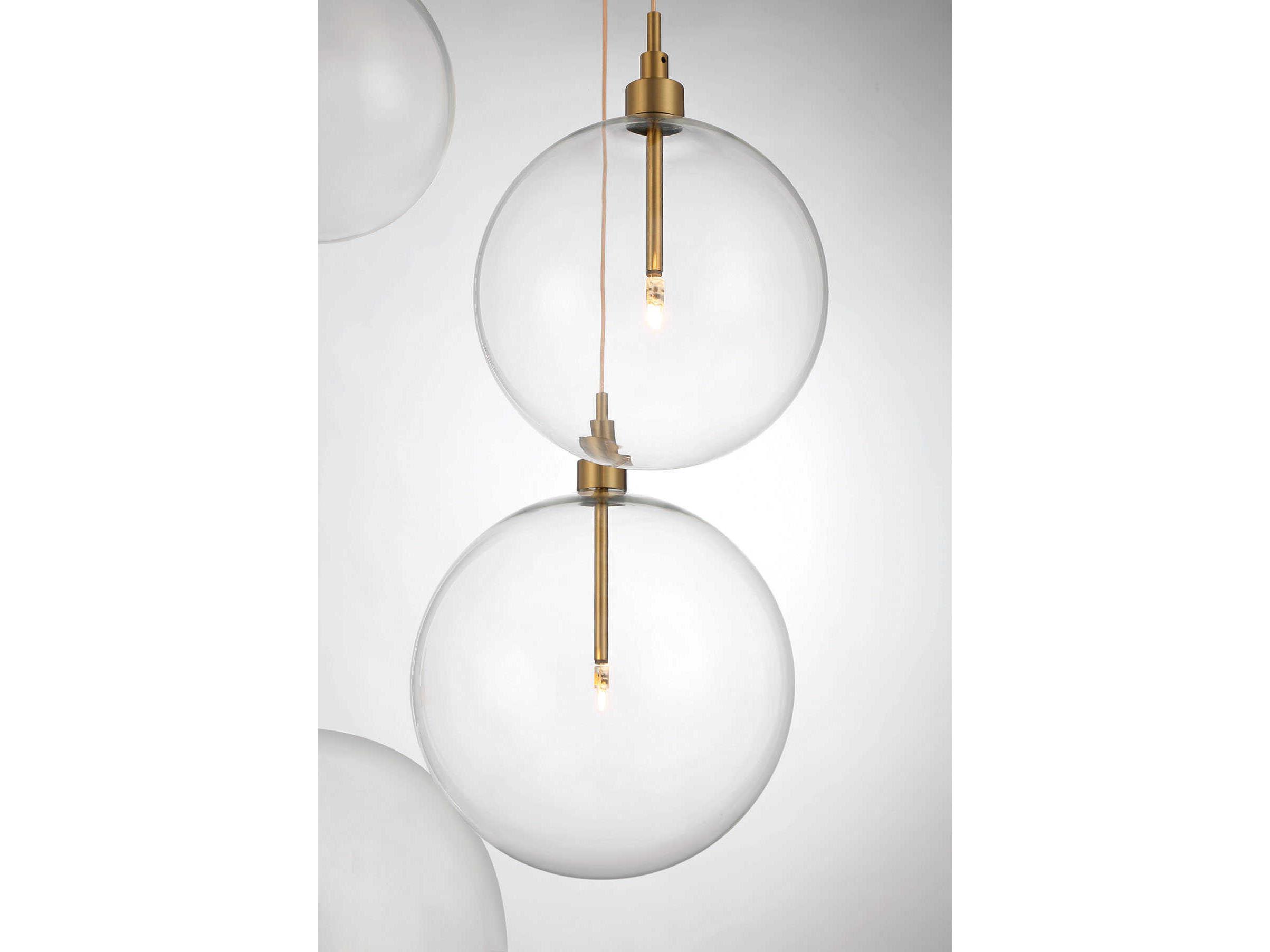 Savoy House Meridian 5-Light Natural Brass Glass LED Globe Pendant