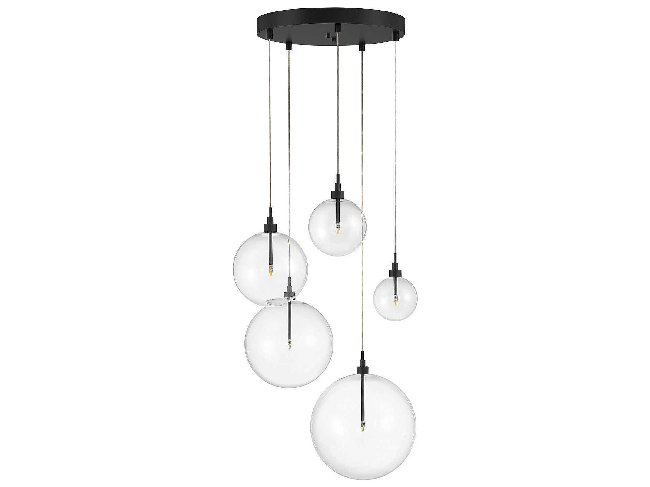 Savoy House Meridian 5-Light Oil Rubbed Bronze Glass LED Globe Pendant