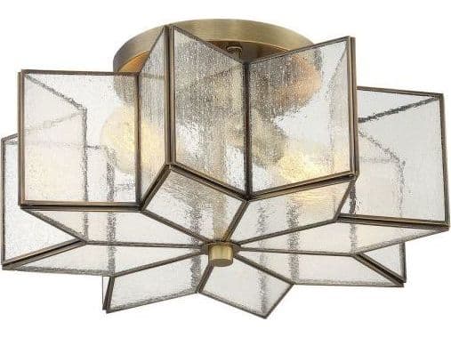 Savoy House Meridian 2-Light Natural Brass Glass Semi Flush Mount